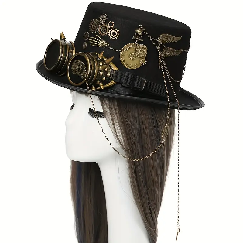 Sombreros De Hombre Y Mujer De Estilo Steam Punk Con Cadena De Metal Pesado - Imagen 2