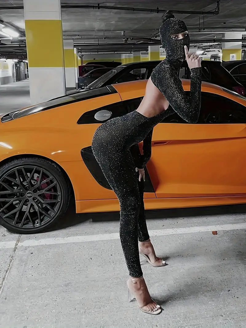 Jumpsuit Brillante con Cuello Alto y Espalda Descubierta – Talla M - Imagen 2