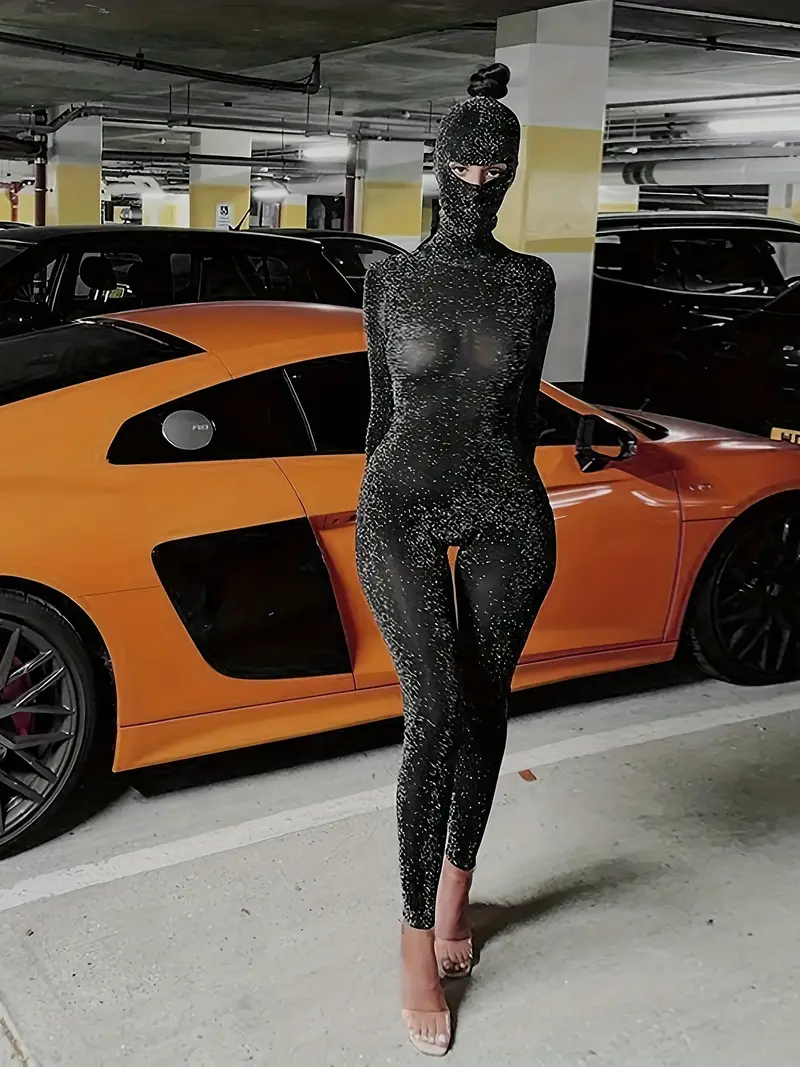 Jumpsuit Brillante con Cuello Alto y Espalda Descubierta – Talla M - Imagen 4