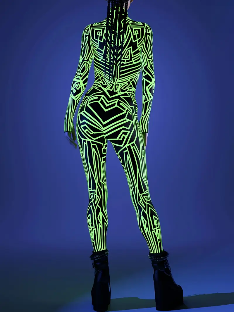 Vestido Neón Gótico Club para Mujer con Cuello Alto - Imagen 4